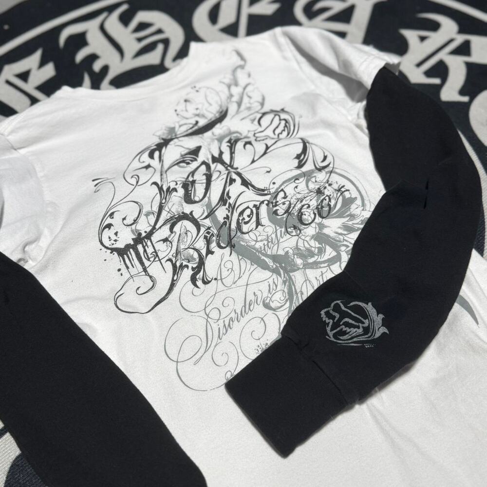 Fox Racing White and Black Long Sleeve Shirt Layered Piece